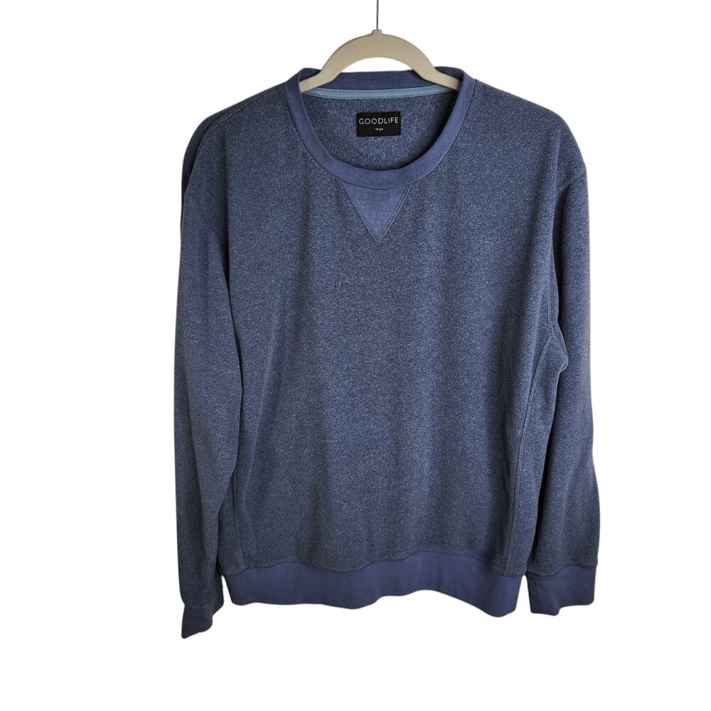 Goodlife Recycled Polartec Crew Neck Sweatshirt‎ Men's Size Large Blue Fleece